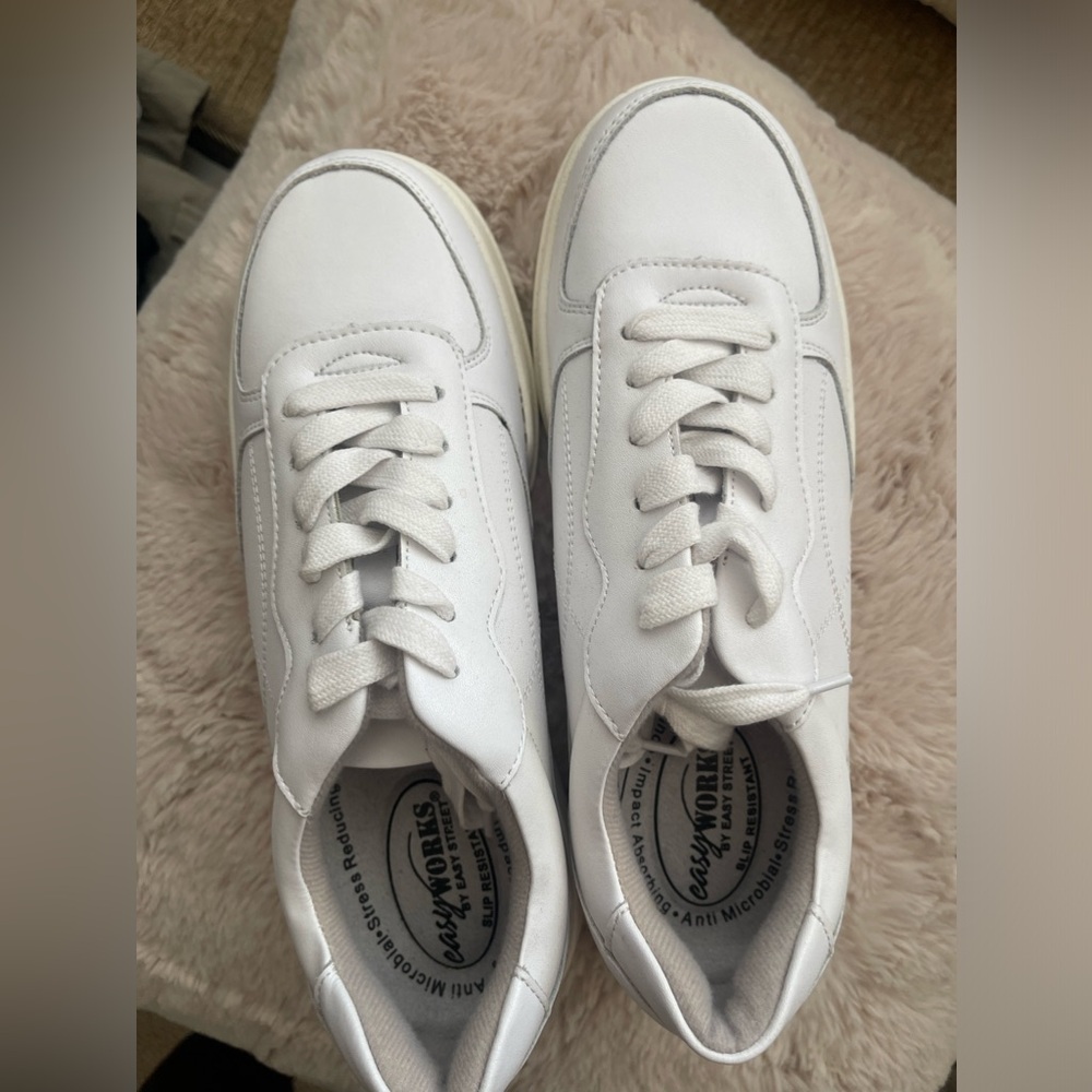 Easy Works by Easy Street Goal Women's Slip Resistant Lace Up Work Sneakers 8M